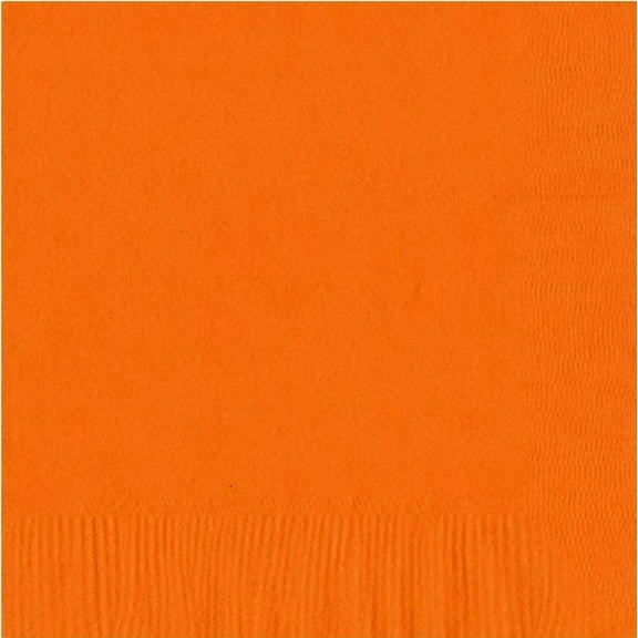 600 - (12 Pks of 50) 2 Ply Plain Solid Colors Luncheon Dinner Napkins Paper - Orange
