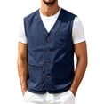 thumbnail image 2 of Wuztai Men's Lightweight Sleeveless Vests, Summer Autumn Outdoor Work Jacket for Travel Running Hiking Navy, 2 of 4