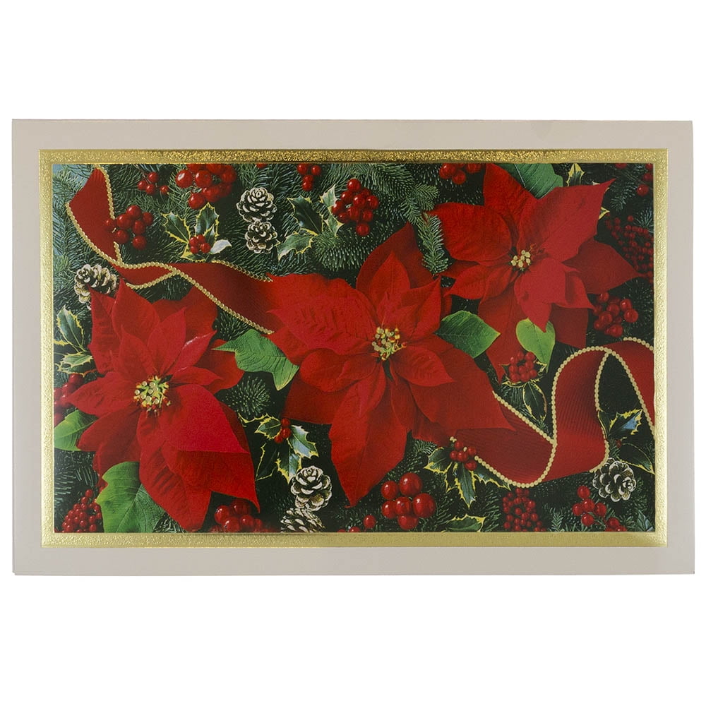 JAM Christmas Card Sets, Modern Poinsettia, 10/Pack
