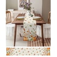 thumbnail image 6 of Orange White Pumpkins Fall Burlap Cotton Table Runner 13x36 Inches Short, Thanksgiving Botanical Leaves Farmhouse Table Runners, Outdoor Dining Tablecloths Decor for Baby Shower/Party/Wedding, 6 of 6