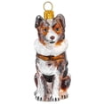 thumbnail image 2 of Red Merle Australian Shepherd Aviation Bomber Polish Glass Christmas Ornament, 2 of 3