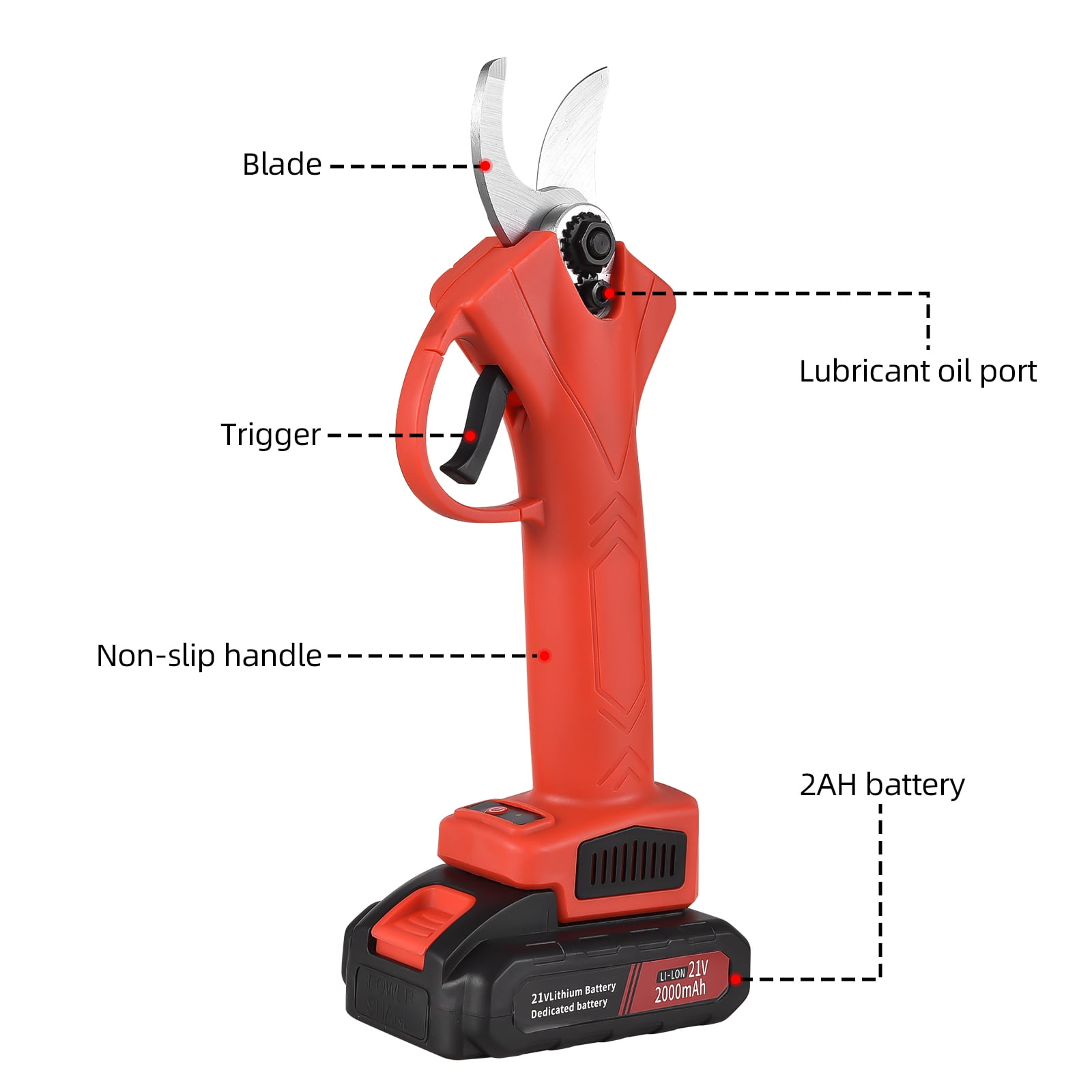 Tijeras De Podar Eléctricas Inalámbricas – Motor Sin Escobillas, Corte De 30 Mm, 2 Baterías Incluidas, Ligera Y De Una Mano