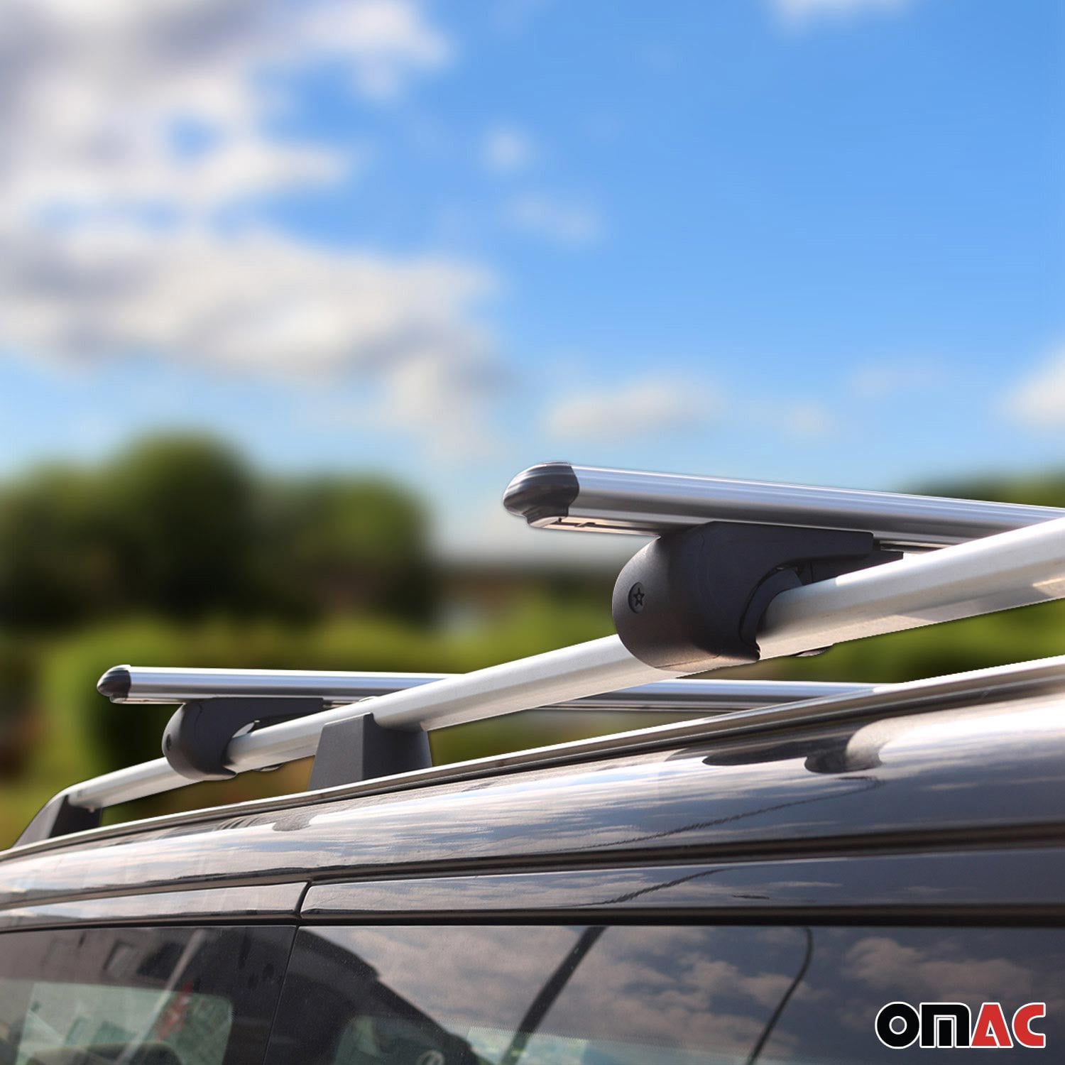 OMAC Lockable Roof Rack Cross Bars for Nissan Rogue 2014-2020 Gray