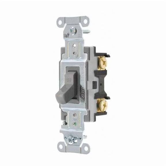 Hubbell Wiring Device-Kellems Wall Switch,20A,Gray,1 HP,1-Pole Switch CSB120GY