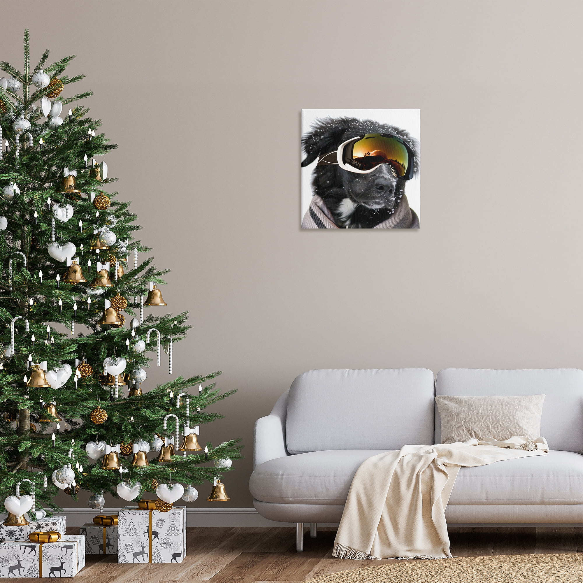 Stupell Industries Snowboarder Dog with Goggles Animals & Insects Painting Gallery Wrapped Canvas Art Print Wall Art, 24 x 24