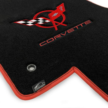 Lloyd Mats LogoMat Custom-Fit 2PC Carpet Floor Mats for 1997-2004 Chevrolet C5 Corvette, Black