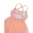 thumbnail image 3 of iEFiEL Girls Sequins Ballet Dress Hi-low Tulle Dance Leotard Dress Orange 4XL, 3 of 7
