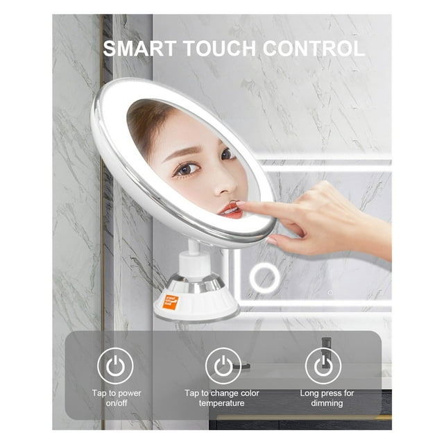 3 Color Makeup Mirror With Led Light Touch Screen Mirror Rechargeable 10X Magnifying Mirrors Flexible Cosmetic Miroir ,Widely Use