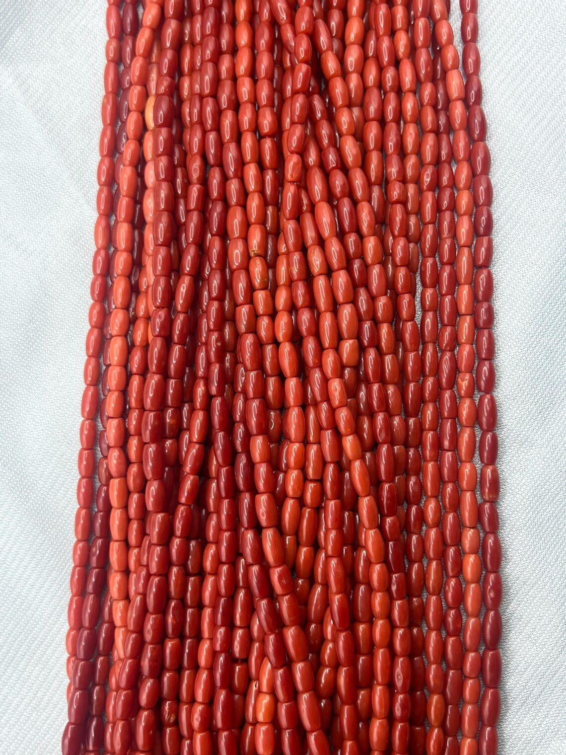 Natural Italian Coral Smooth Tube Beads Coral Pipe Beads Smooth Coral Beads 15 Inch Coral Tube Beads 4x7mm Coral Smooth Tube Strand  For Jewelry Making