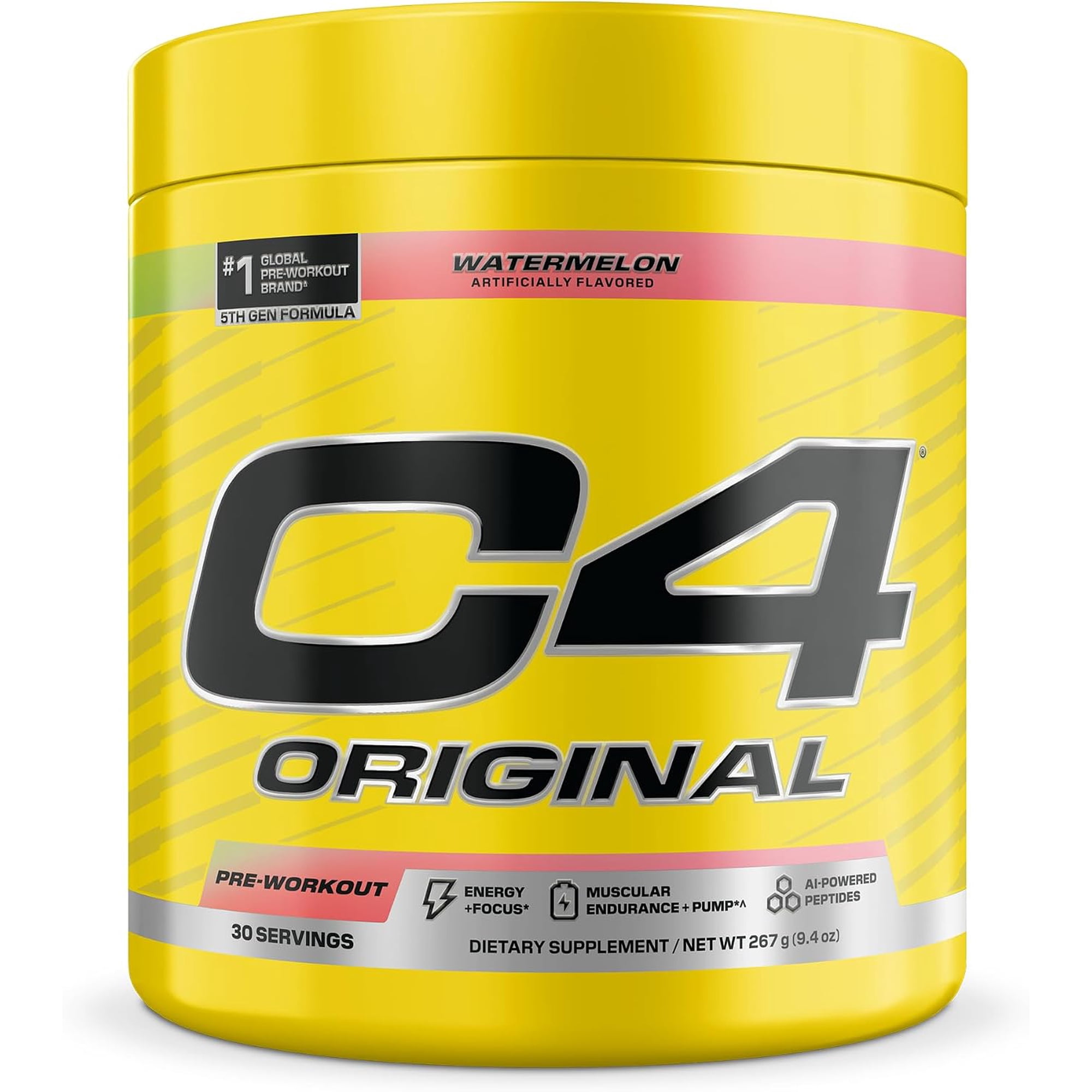 C4 Original Pre Workout – For Endurance, Focus & Performance with 200mg Caffeine, Beta-Alanine, Creatine Nitrate, L-Arginine & PeptiPump – Sugar Free, 30 Servings, Watermelon