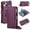 Dark purple, variant on For iPhone 17 Pro Max RFID Blocking Protective Purse Wallet Case Magnetic Flip Cover Multi-Card Slots Zipper Pocket With Metal Ring Buckle Detachable Shoulder Strap And Wrist Strap Phone Case,Red