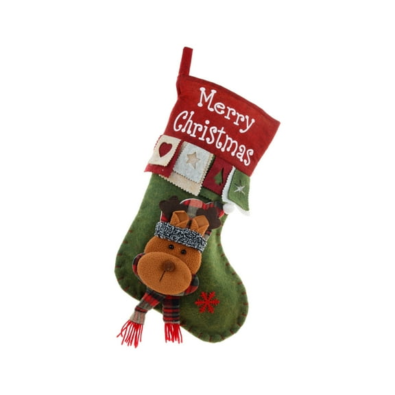 BOPORO Christmas Stockings, Custom Christmas Stocking with 3D Snowman/Moose/Santa Claus Doll, 18" Xmas Stockings for Family Christmas Ornaments