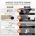 thumbnail image 5 of 9.8' x 7.8' Manual Retractable Awning, Patio Awnings Sunshade Shelter Cover with Crank Handle and Water-Resistant Polyester, Outdoor Canopy Sunsetter Awnings for Door, Window, Deck, Beige, 5 of 7