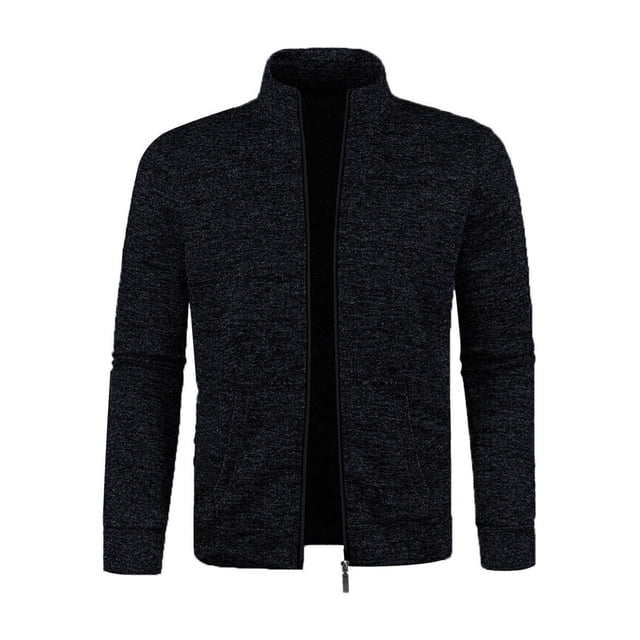 Jackets for Men Solid Stand Collar Zipper Cardigan Sweater