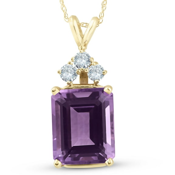 Pompeii 14K Yellow Gold 7 1/8ct Amethyst & Diamond Solitaire Pendant (G,I1)