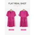 thumbnail image 3 of Vestido casual Dokotoo para mujer, cuello en V, manga corta, rosa intenso, talla M, 3 of 8