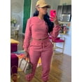 thumbnail image 6 of LovelyWholesale Long Sleeve Round Neck Plus Size Round Neck Drawstring Women's Plus Pants Set, 6 of 6