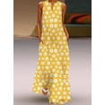 thumbnail image 3 of Femmes Sans Manches V-Cou Daisy Print Robe Dames Robe de Mode d'Été pour le Shopping Porter Tous les Jours, 3 of 5