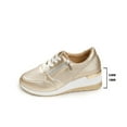 thumbnail image 4 of Wedge Sneaker,High Heel Sneakers,Sneaker Wedges,Women Wedge Shoes,Women's Fashion Sneakers,Women's Sports Shoes Women's Breathable Lace-Up Sneakers Wedge Sports Shoes,Gold,6.5, 4 of 8