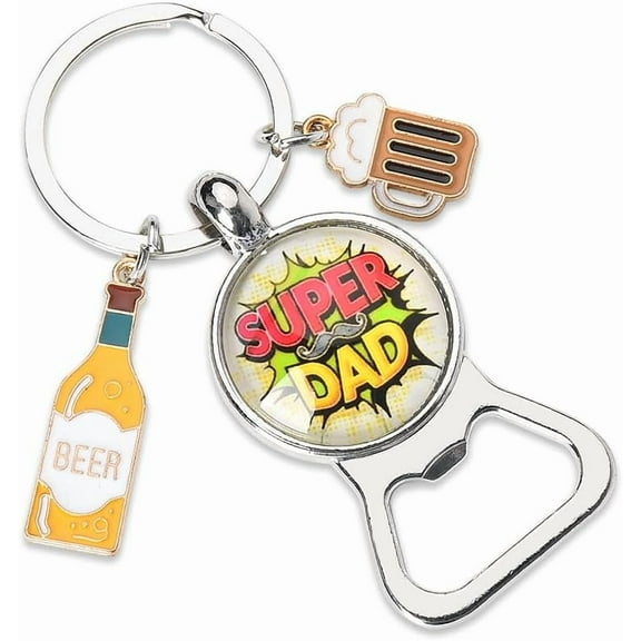 Fathers Day Birthday Gifts for Dad Father Beer Bottle Opener Keychain for Men Dad Gift from Daughter Son Dad Beer Lover Gifts