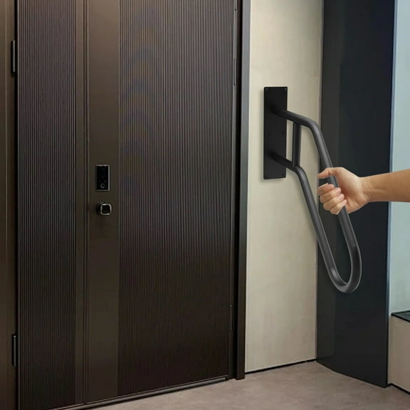 Black Wall Mounted Hand Rails Non-slip Grab Bars Outdoor Handrails Iron for 1-3 Step Stairs