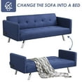 thumbnail image 5 of Spaco 3 Seat Convertible Linen Fabric Futon Sofa with USB and Power Strip-Blue, Convertible Sofa for Living Room, 5 of 9