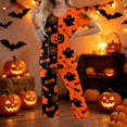thumbnail image 3 of Women's Halloween Loungewear Set Short Sleeve Crew Neck Top and Capri Pants with Pockets All Over Ghost Pattern Breathable Soft Pajama Set for Daily Casual Wear Orange L, 3 of 6