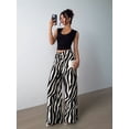 thumbnail image 6 of Women'S Wide Leg Pants High Elastic Waist Flowy Palazzo Pants Black & White L, 6 of 9