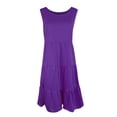 thumbnail image 2 of Fimkaul Summer Casual Dress for Women Long High Waist Tied Solid Round Neck Sleeveless Dresses Purple L, 2 of 4
