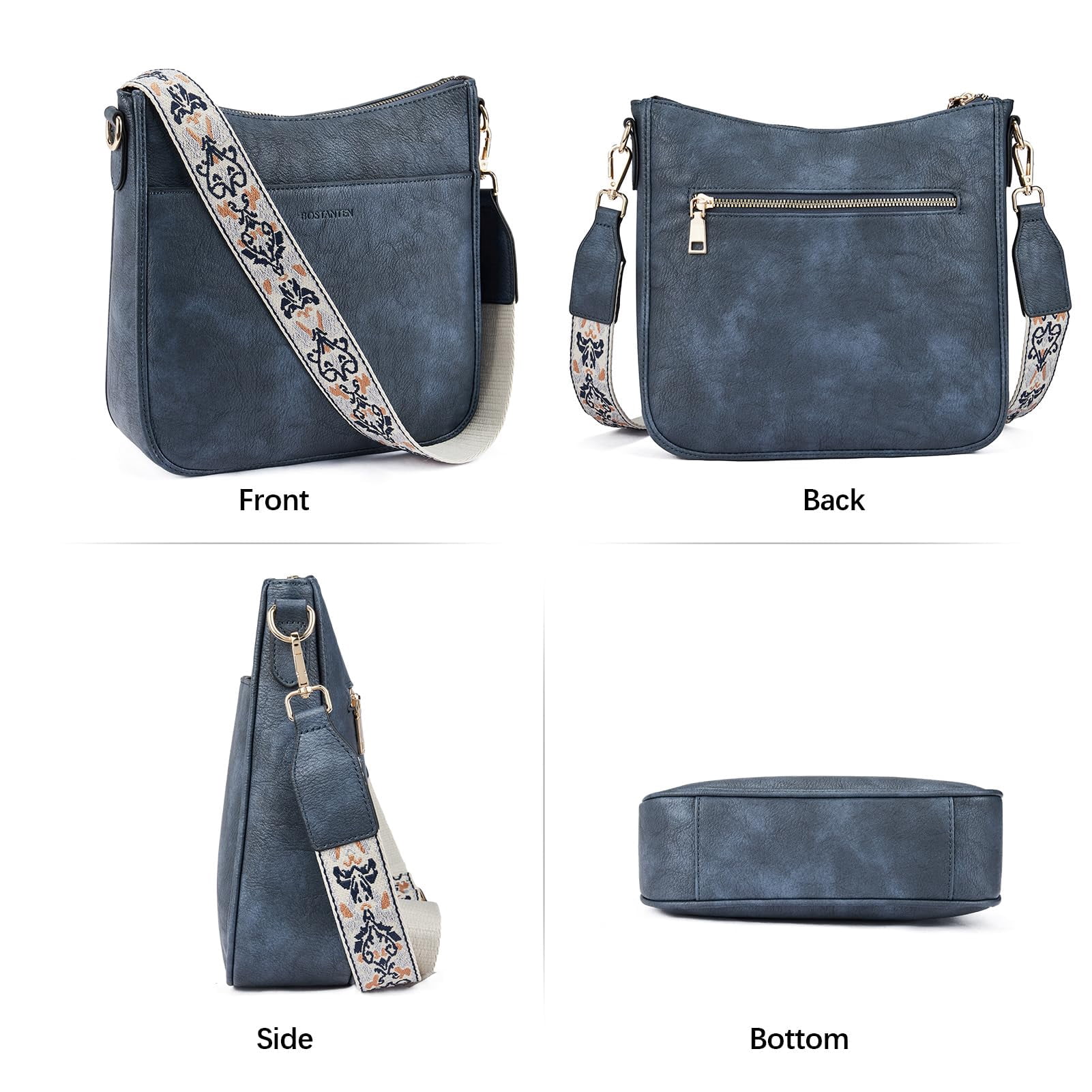 Crossbody Bags for Women Trendy Vegan Leather Hobo Purses Shoulder Handbags Wide Shoulder Strap