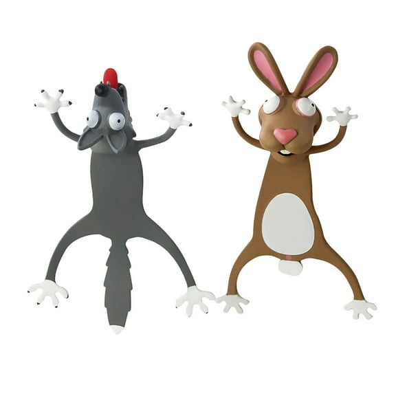 3D Stereo Kawaii Cartoon Lovely Animal Bookmark Wacky Bookmark Student Gift 2PCS