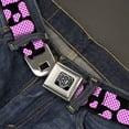thumbnail image 2 of Buckle-Down Belt, Seatbelt Buckle Belt, Eighties Hearts Black Fuchsia White, 30 to 44 Inches, 2 of 9
