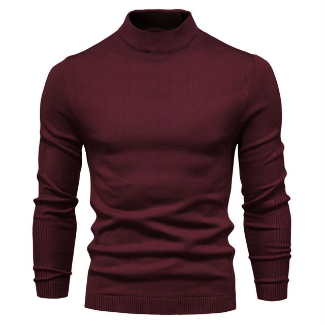 Gibobby Suéter para hombre Suéter con Cuello Alto y Corte Ajustado para Hombre(Rojo,XG)