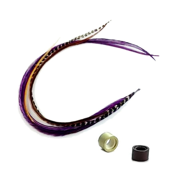 7-10 Dark Purple with Natural Brown Mixes of Quality Feathers Hair Extension! 5 Feathers