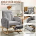 thumbnail image 4 of FFH Rocking Chair for Nursey, Rocking Chair with Footrest, Corduroy Armchair with High Backrest and Side Pockets, Accent Chair for Living Room, Bedroom, Gray, 4 of 10