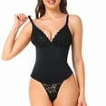 thumbnail image 2 of Elainilye Fashion Bodysuits for Women Tummy Control Shaping Crotch Fit Lace Tight Strap Bodysuit Shapewear,Black, 2 of 9