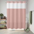 thumbnail image 6 of No Hook Shower Curtain, Pink Pure Color Shower Curtains for Bathroom with See Through Top Window, Aesthetics Contemporary Luxury Waterproof & Washable Bath Curtain Extra Long 72"x96", 6 of 9