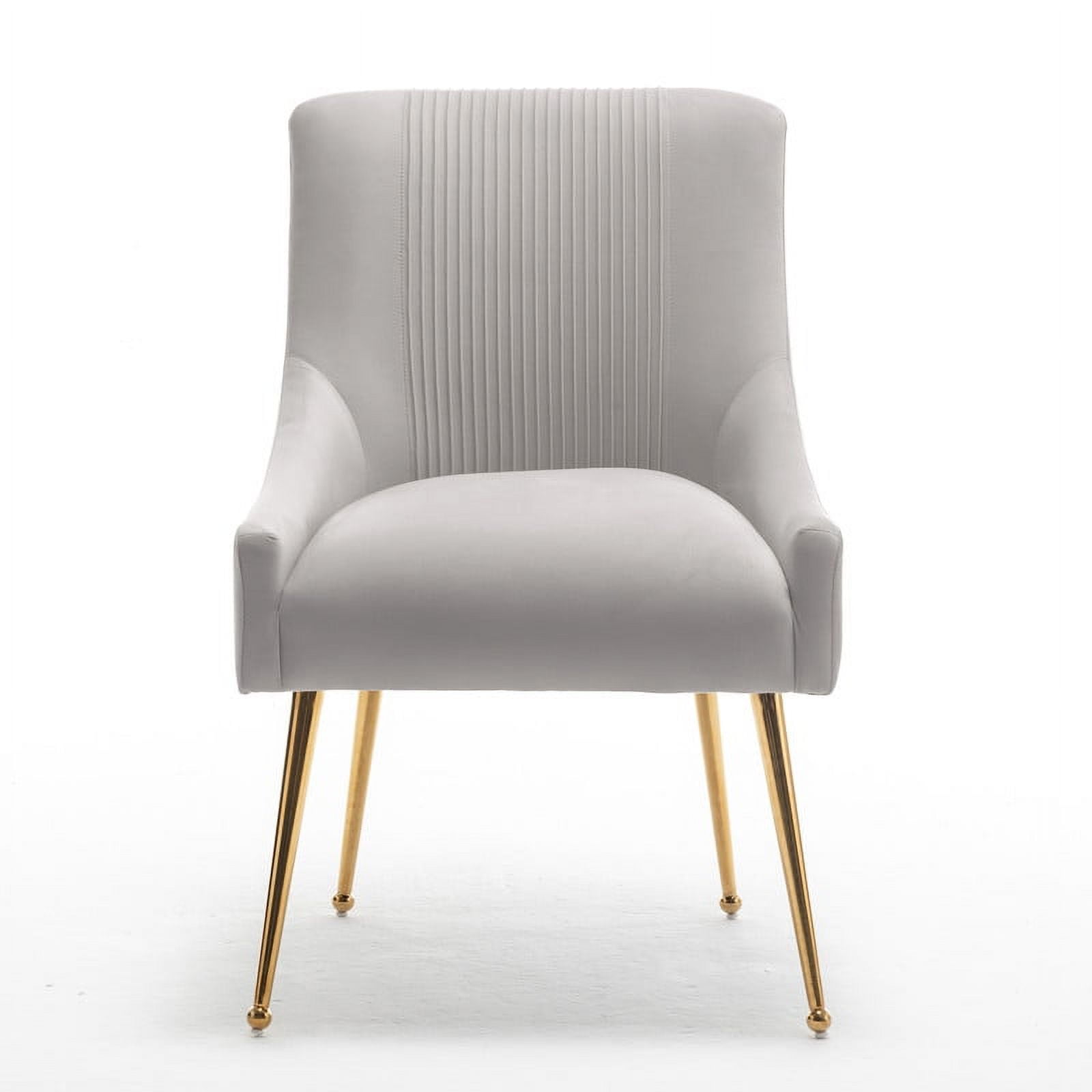 SEYNAR Modern Velvet Dining Chairs Set of 6, Upholstered Barrel Pleated Side Accent Chair for Bedroom,Living Room（Grey）