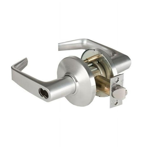 Stanley Best 9K37R15DS3626 2.75 in. 9K Series Backset 7 Pin Classroom 15 Lever & D Rose with ANSI Strike Less Core, Satin Chrome