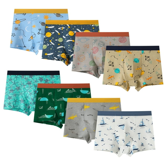 Hbhpov sous-Vêtements Garçons Dinosaures Boxeurs pour Tout-Petits Caleçons Courts Enfants sous-Vêtements Doux, Lot de 8, Taille 2-12