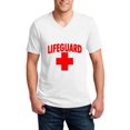 thumbnail image 1 of Lifeguard Red Cross Matching Couples Gift Beach Surfing Style w Shorts Hats Bags Ringspun Men V-Neck T-Shirt, 1 of 3