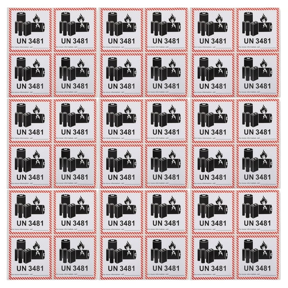 OFFIGAM 100Pcs Lithium Battery Safety Labels Assorted Color Square Waterproof For Shipping And Packaging