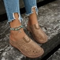thumbnail image 2 of Rokment Womens Orthopedic Wedges Walking Clogs and Mules Sandals with Arch Support Comfortable Beach Casual Leather Hollow out Closed Toe Platform Low Heels Slip on Slides Khaki Size 9, 2 of 6