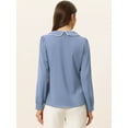 thumbnail image 4 of DARING DIVA Women's Peter Pan Collar Button Chiffon Blouse S Dusty Blue, 4 of 6