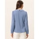 thumbnail image 4 of Blusa De Gasa Casual Con Cuello Peter Pan De Manga Larga Con Botones Decorativos Para Mujer Azul Polvoriento S, 4 of 6