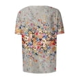 thumbnail image 4 of Qwertyu Scrub Jackets for Women Short Sleeve Snap Front Printed Crew Neck Jacket Tops with Two Pockets Light Gray M, 4 of 4