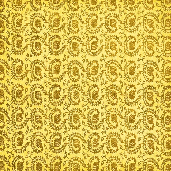 Ahgly Company Machine Washable Indoor Square Abstract Yellow Modern Area Rugs, 8' Square