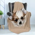 thumbnail image 4 of Animal Soft Flannel Fleece Throw Blanket, Puppy Portrait Little Furry Friend Dog Pet Graphic Art, Cozy Plush for Indoor and Outdoor Use, 50" x 70", Pale Caramel Warm Taupe, by Ambesonne, 4 of 5