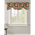 thumbnail image 2 of Tie Up Valance Curtain for Kitchen,Summer Watermelon Green Monstera Leaf Rod Pocket Short Curtains Adjustable Tie-Up Shade Valances,Red Flower Seamless Window Treatment for Bathroom Living Room, 2 of 8
