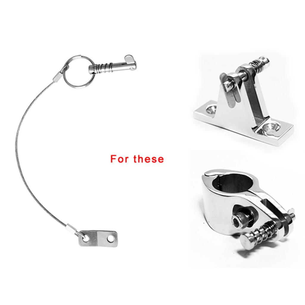 Nishiyuenyi 2pcs Quick Release Pin & Lanyard + Marine Boat Bimini Top Swivel Deck Hinge